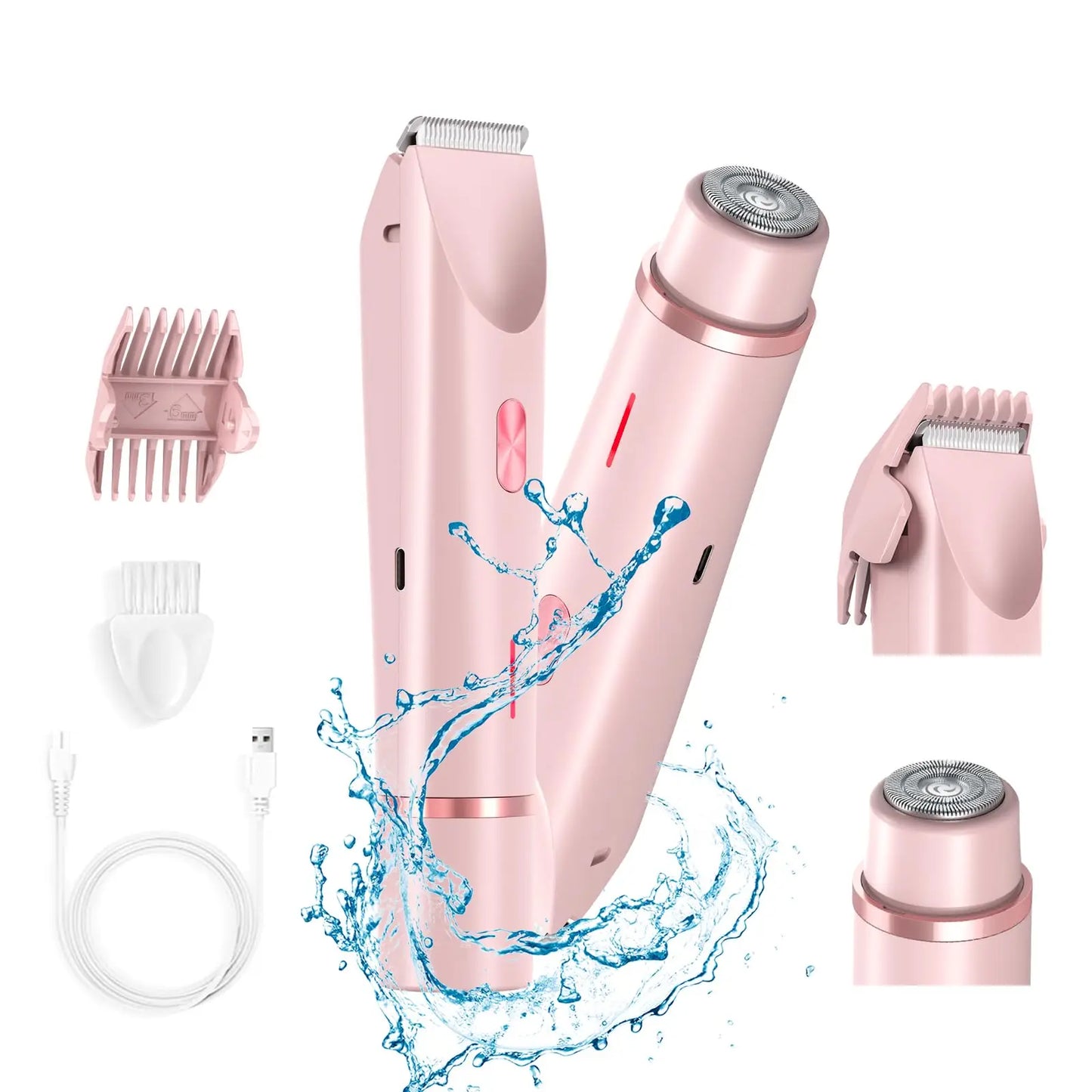 2-in-1 Electric Shaver for Women, Wet/Dry, Dual Head.