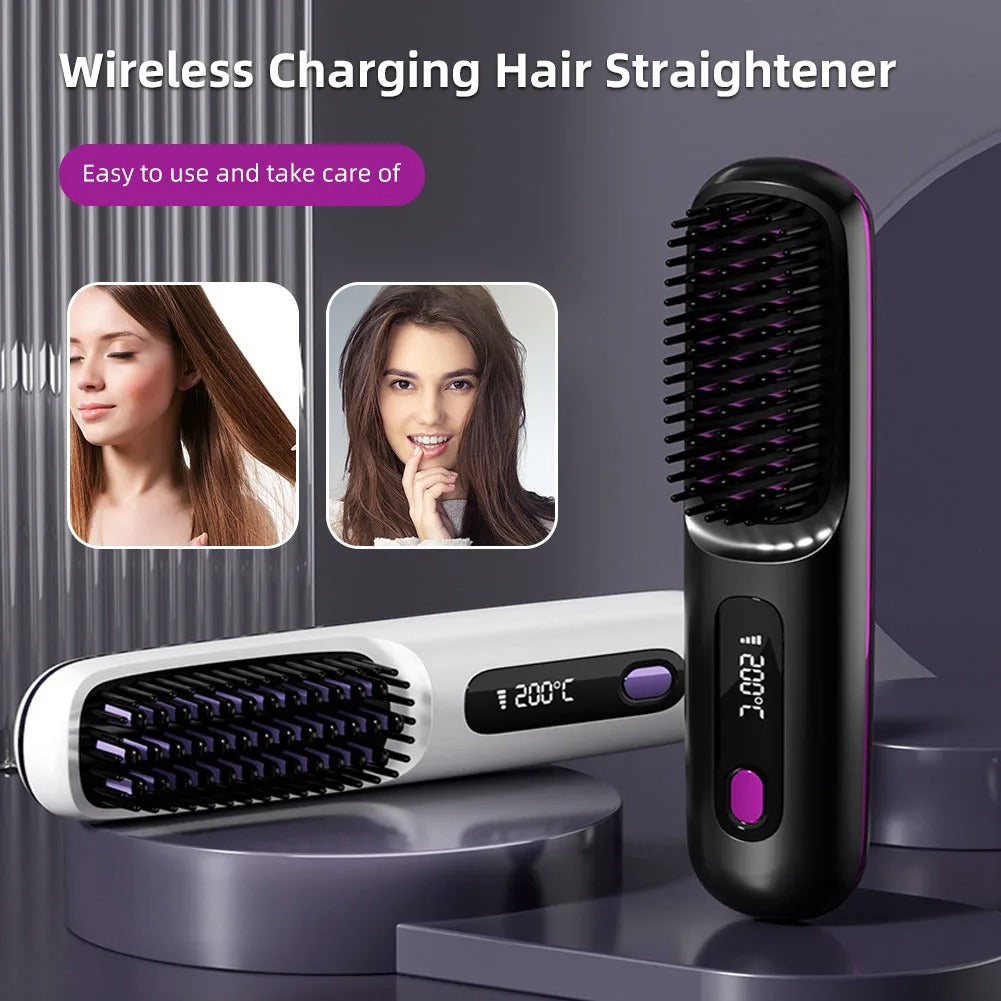 Wireless Hair Straightening Brush for Easy Styling