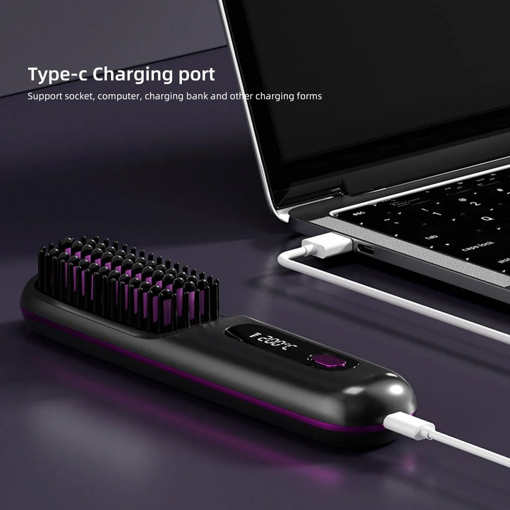 Wireless Hair Straightening Brush for Easy Styling