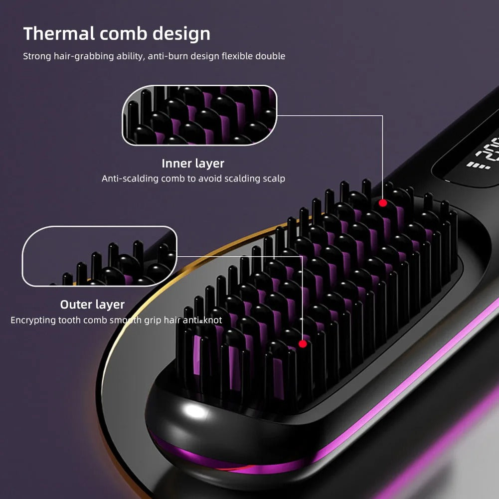 Wireless Hair Straightening Brush for Easy Styling