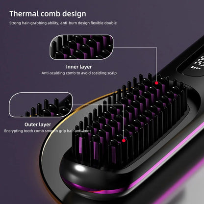 Wireless Hair Straightening Brush for Easy Styling